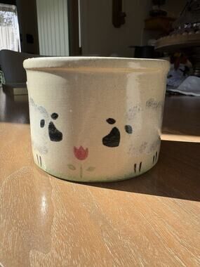 Vintage Robinson Ransbottom Pottery Sheep Crock #21 Low Jar 1 Qt Roseville Ohio